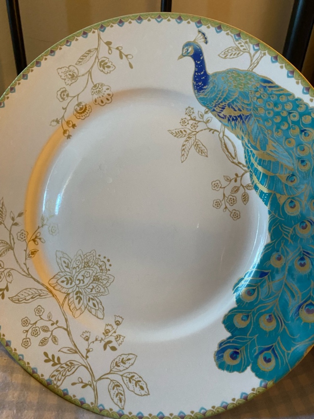 Peacock Garden Fine China Porcelain Dinner Plate by 222 Fifth Set of 2 - Picture 8 of 12